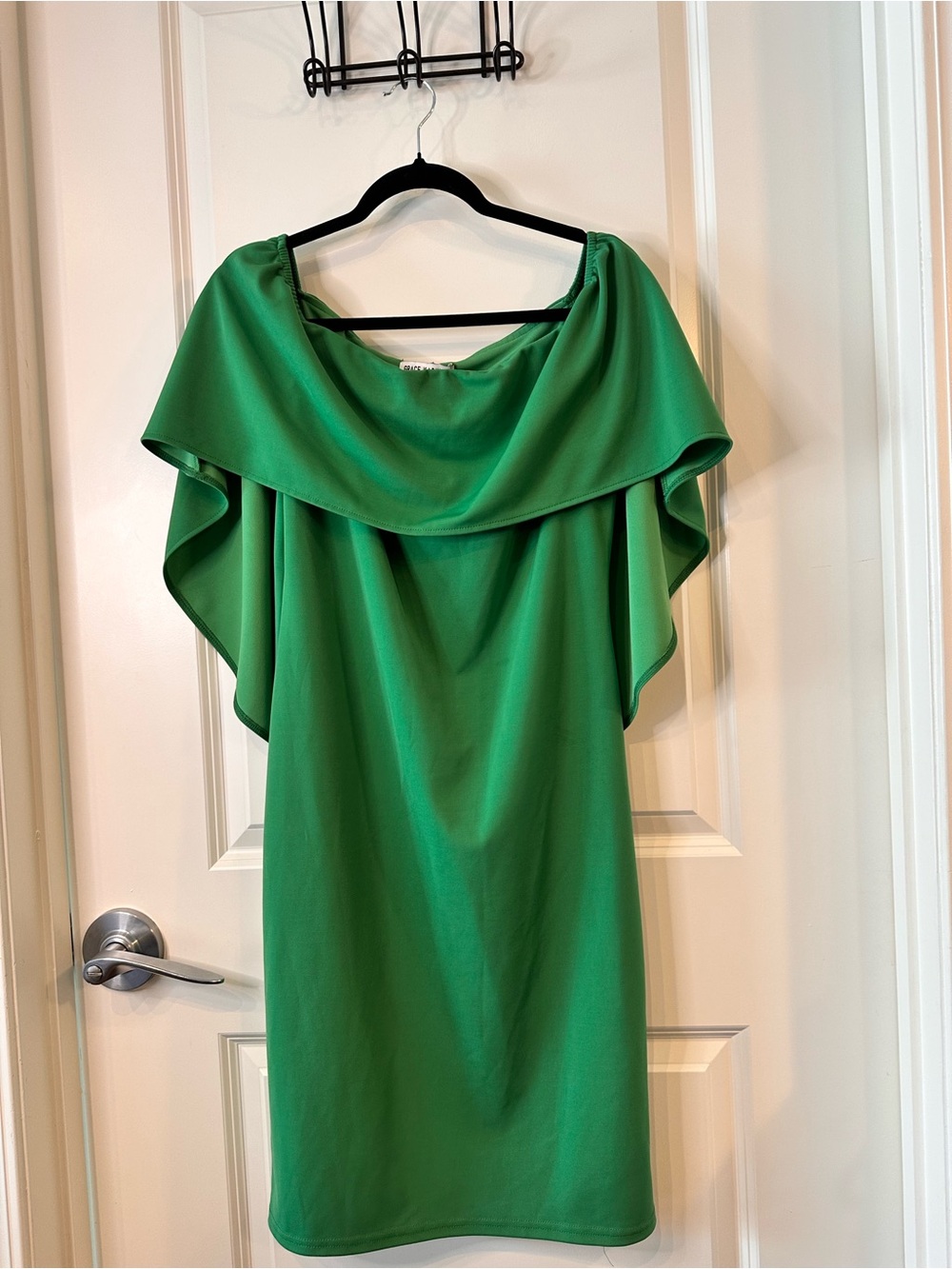 Grace Karin Kelly Green Off-the-Shoulder Capelet Bodycon Dress - Size L